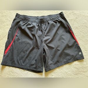 Fila Black and Red Athletic Shorts Lightweight Performance